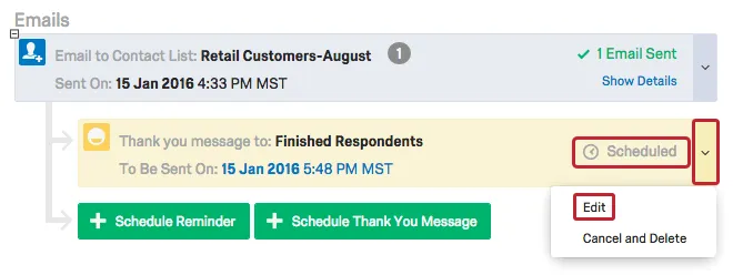 Thank you distribution dropdown options
