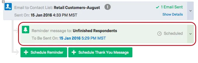 Reminder distribution beneath the invitation distribution