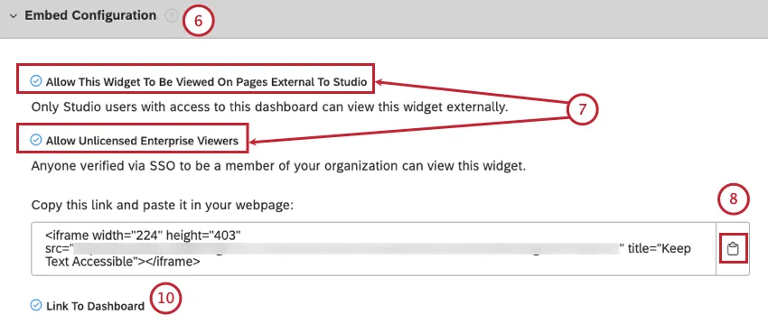 Scroll down to the Embed Configuration section and expand it.