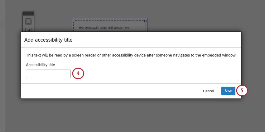 new window where you add an accessibility title