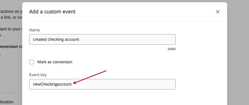 Chave Evento como aparece na configuração de reprodução de sessão