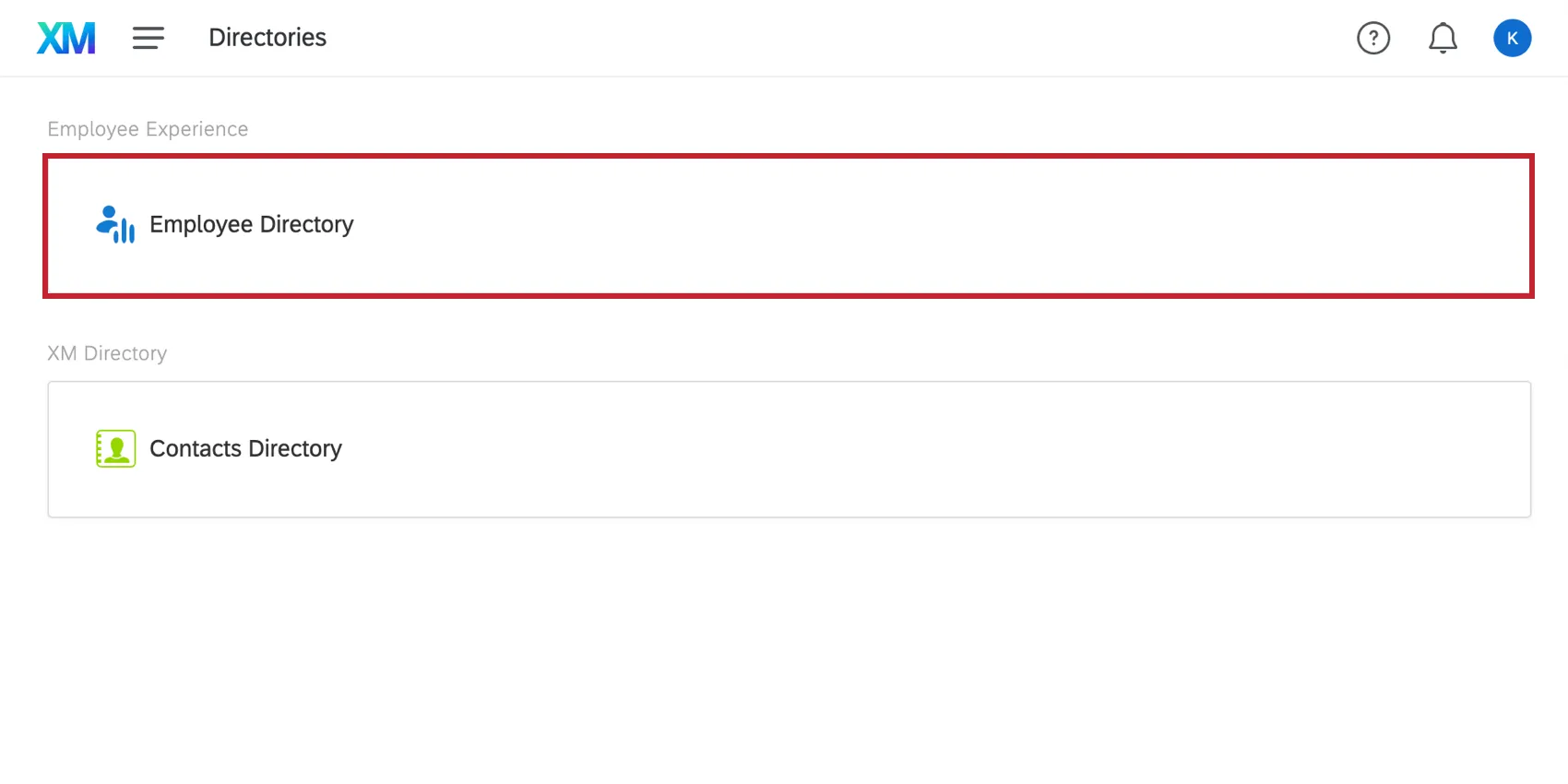 従業員ディレクトリが選択されています。