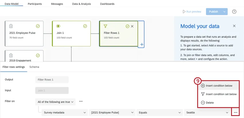additional options in the filter