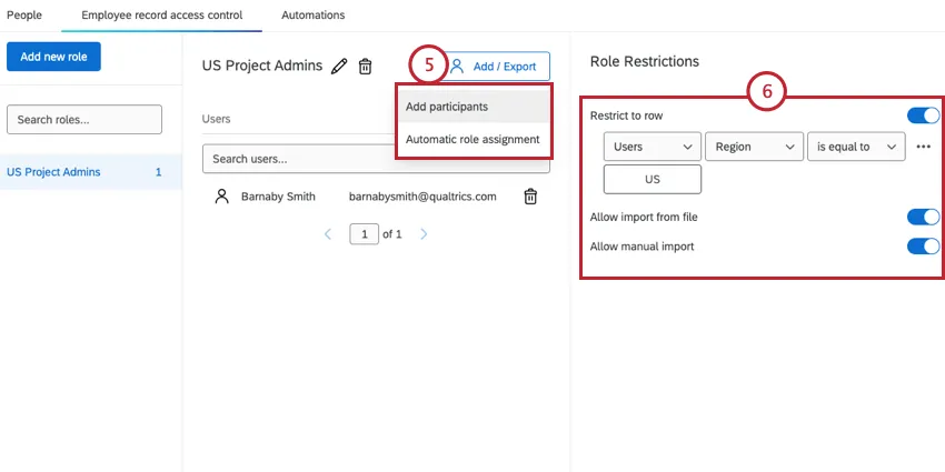 Agregar usuarios al rol y elegir los permisos del rol