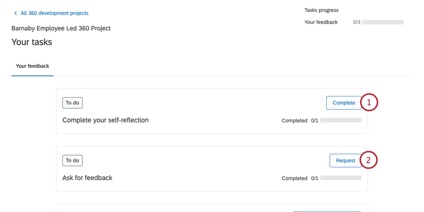 the subject tasks for an employee led 360 project