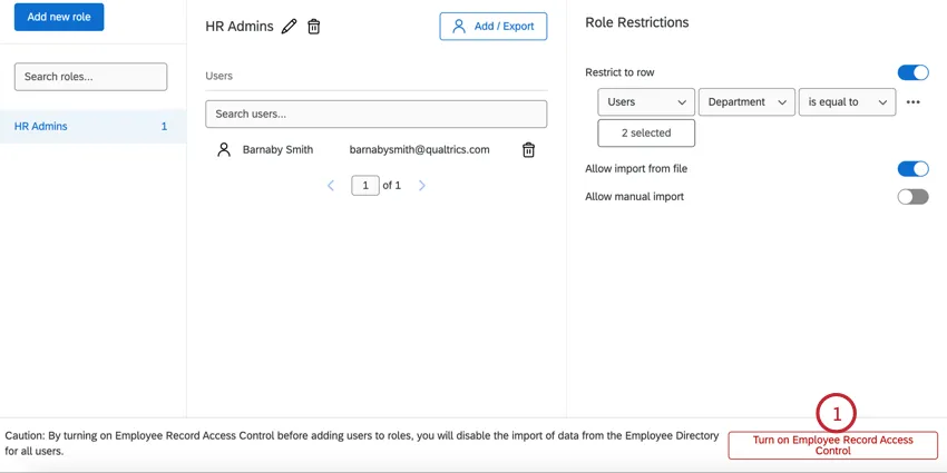 Haga clic para activar el control de acceso a los registros de empleado