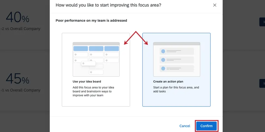 adding either an action plan or idea board