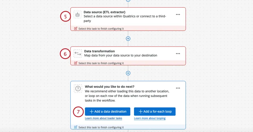 Configurar el extractor y el cargador y agregar bucles si es necesario