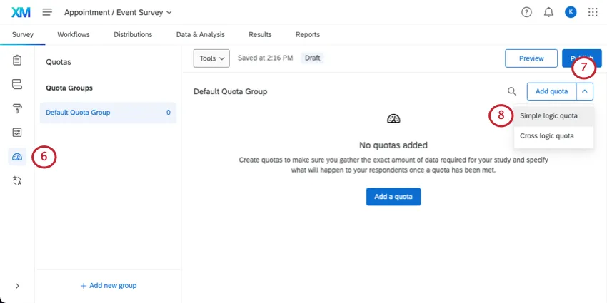 Crear una cuota en la página de cuotas