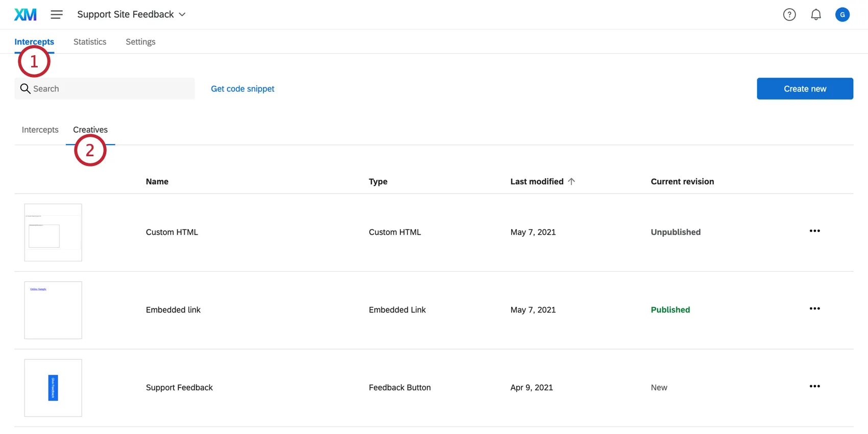 Elegir un diseño desde la pestaña Creativos