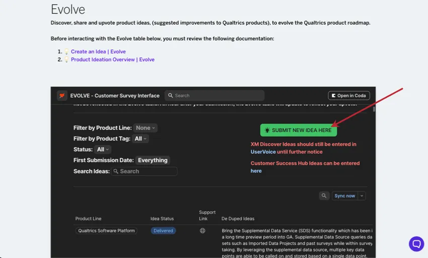 Botón para enviar una nueva idea a la comunidad