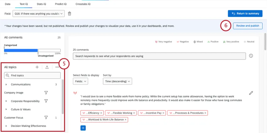 Creazione degli argomenti di Text iQ