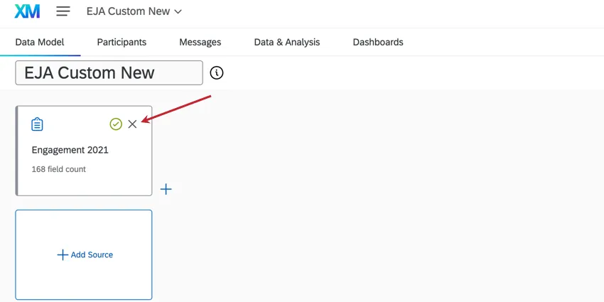 clicking the X to delete a source