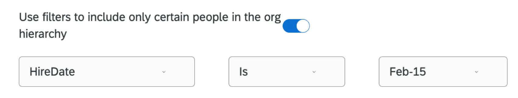 a configuração Usar filtros para incluir apenas determinadas pessoas na hierarquia organizacional