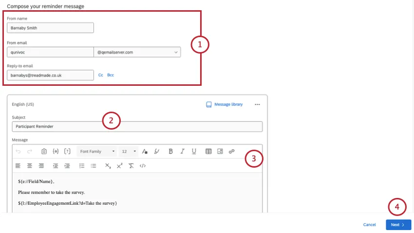Personalizar el correo electrónico de recordatorio