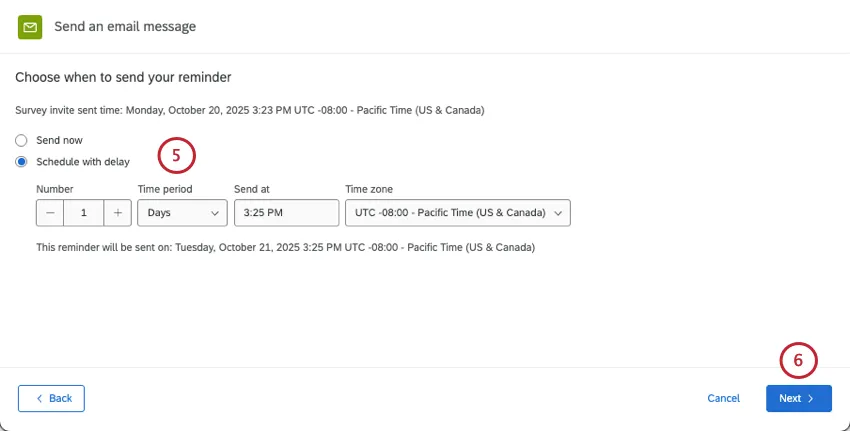 escolher quando o lembrete será enviado