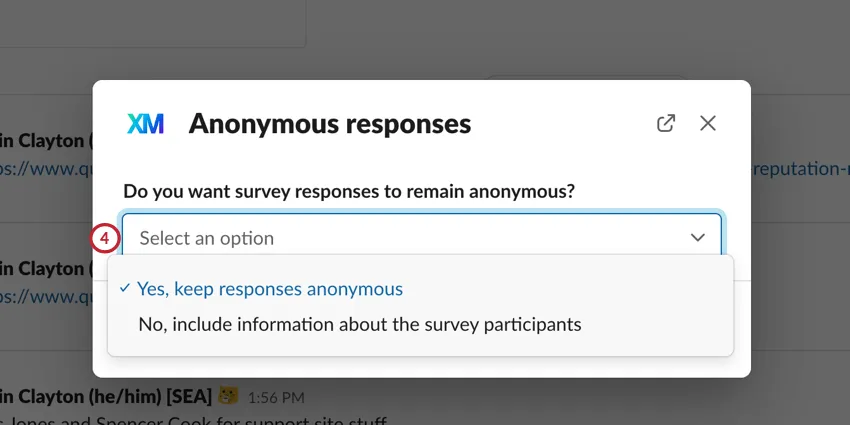 choosing if responses should be anonymous or not