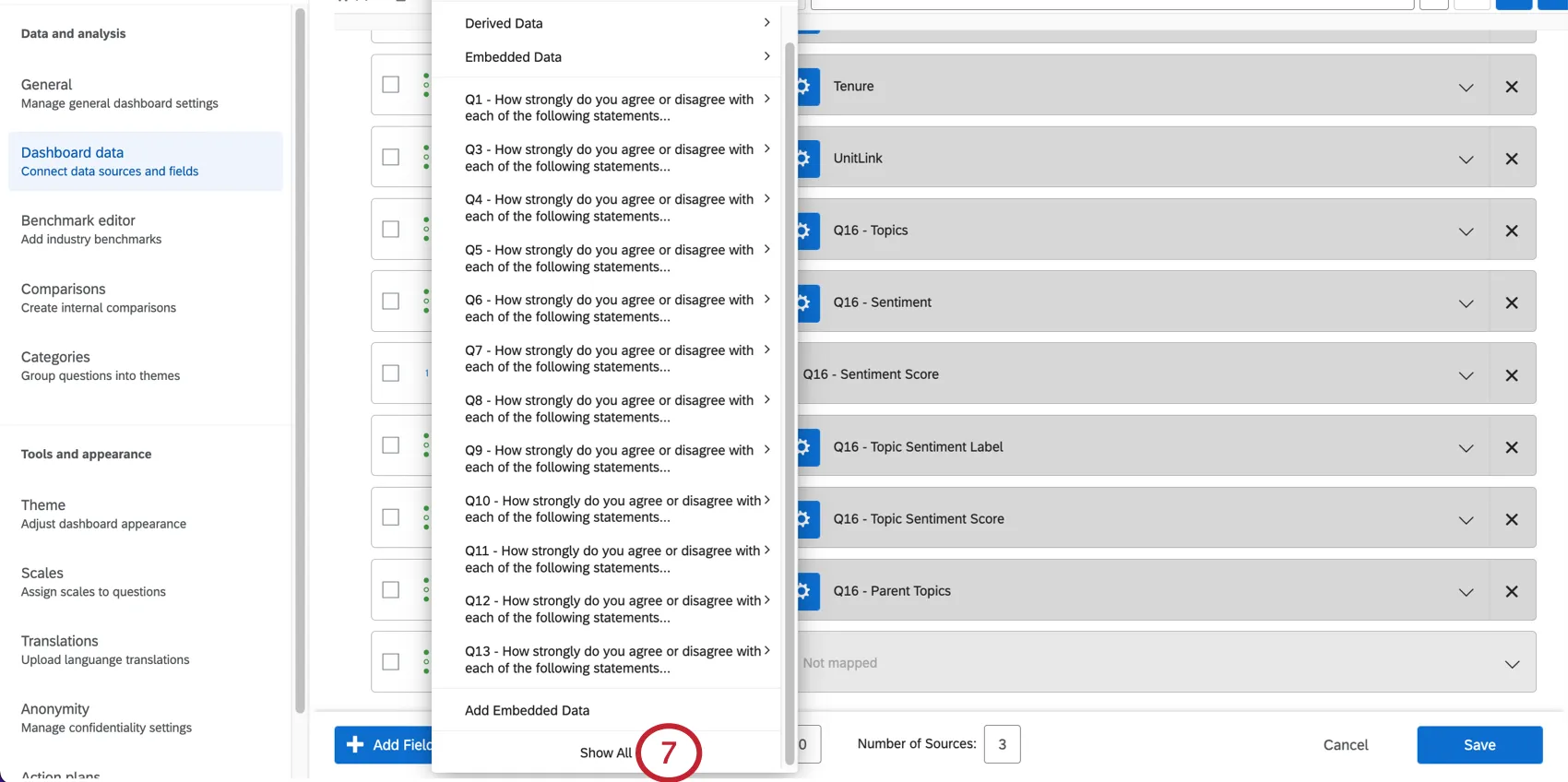 menu développé à partir dun bouton non cartographié - en bas, une option appelée "afficher tout"