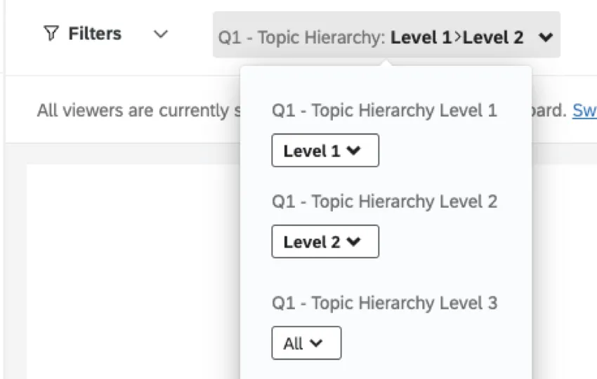 filtering a dashboard by a multi level topic hierarchy