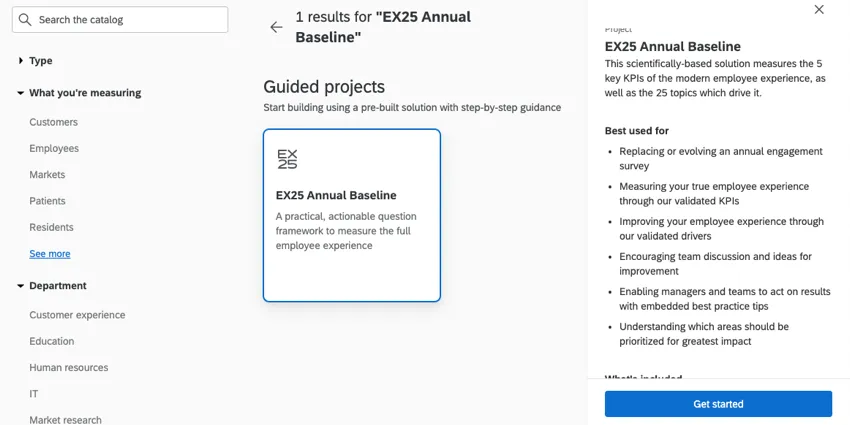 La solución ex25 en el catálogo