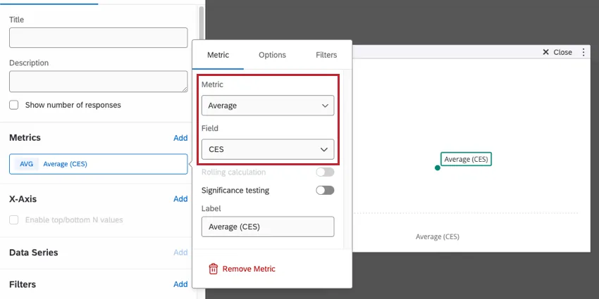 Clicking green count opens menu to the left where you can configure the average