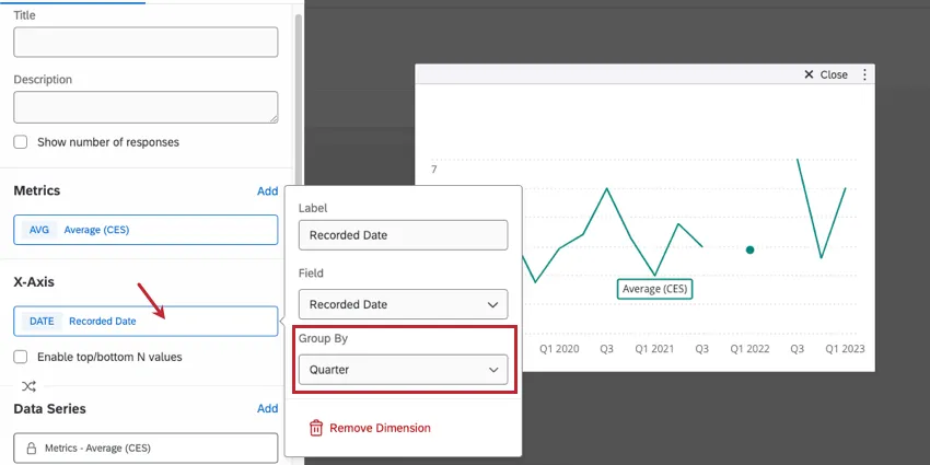 Menu para agrupar datas depois de clicar em seu campo