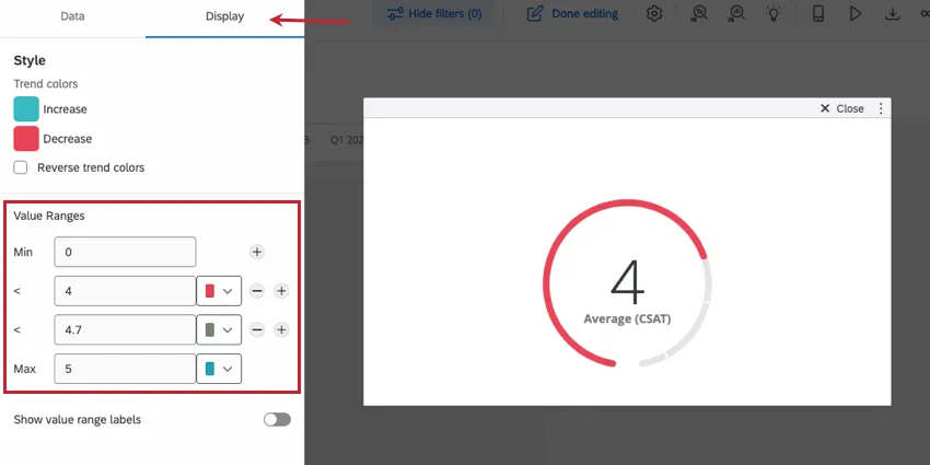 De vuelta al panel de edición de widget
