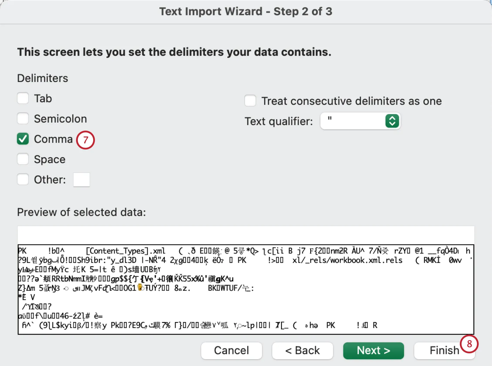 selecting a delimiter for data