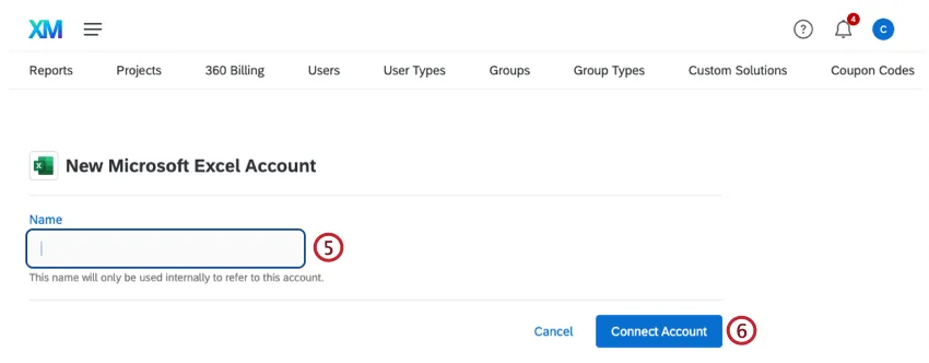新しいMicrosoft Excelアカウントに名前を追加する