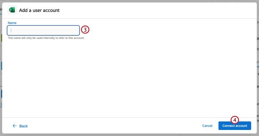 naming and connecting a user account
