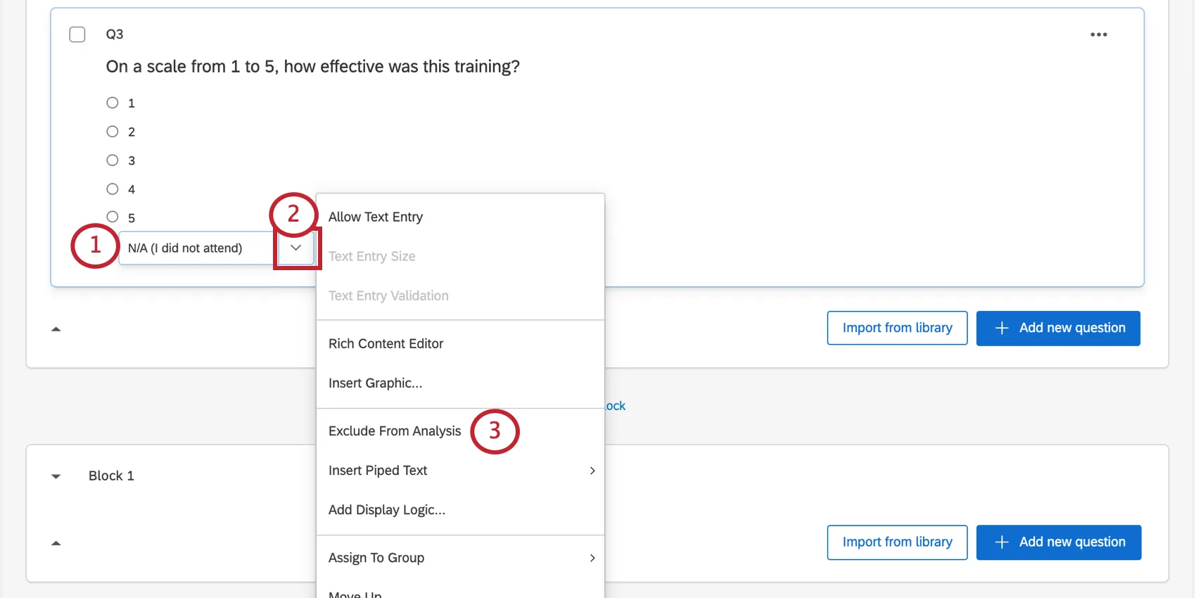 marking an answer as exclude from analysis