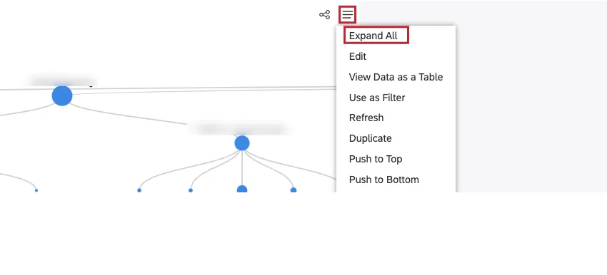 Puede hacer clic en el menú Opciones de Widget en la esquina superior derecha del widget y hacer clic en Expandir todo para mostrar un árbol completo.