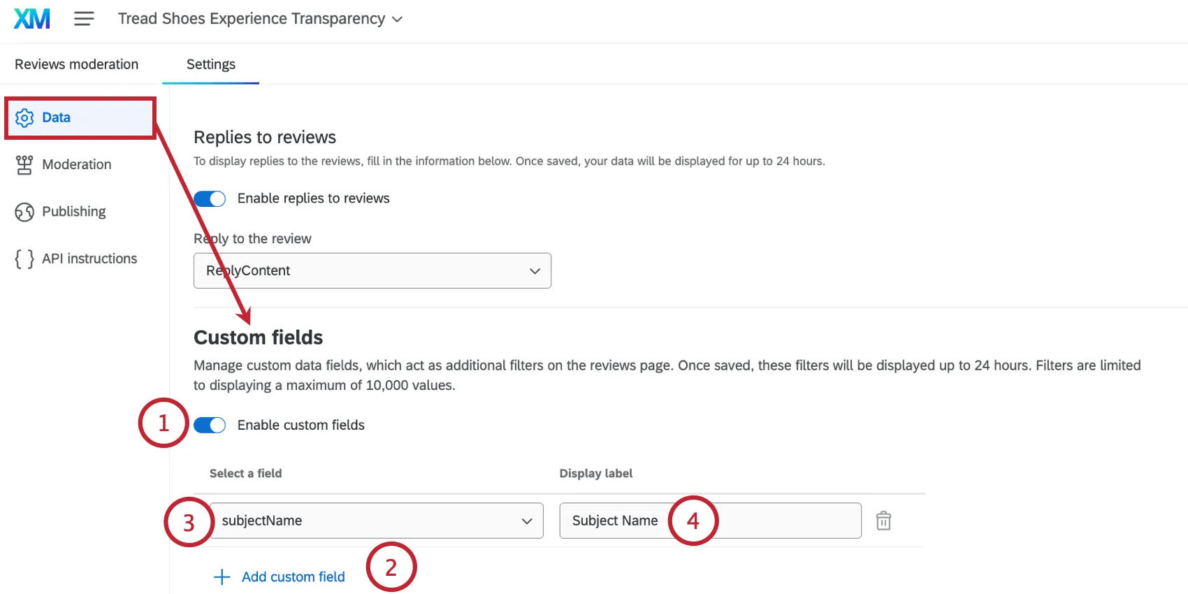 En la configuración de campos personalizados, elegir campos adicionales para usar como filtros