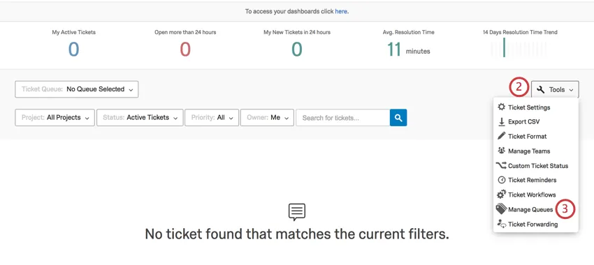 Utilisation doutils pour ouvrir des files dattente dans la page de suivi