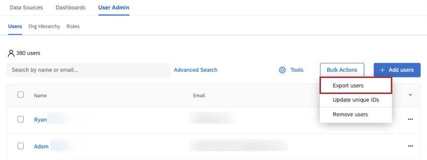 Option Benutzer exportieren