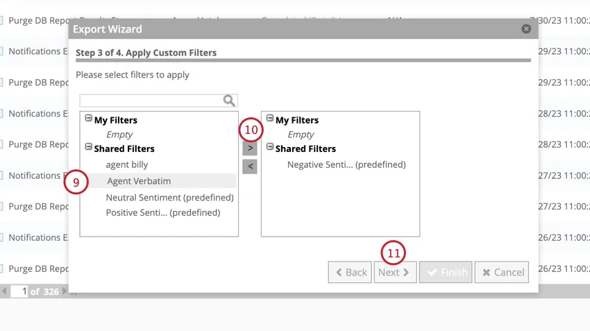 Elegir filtros guardados