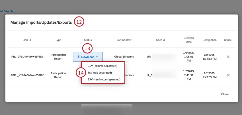 fazer o download do arquivo exportado