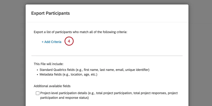 clicando no botão Add Criteria (Adicionar critérios)