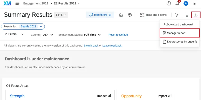 en choisissant loption rapport de gestion dans le menu dexportation