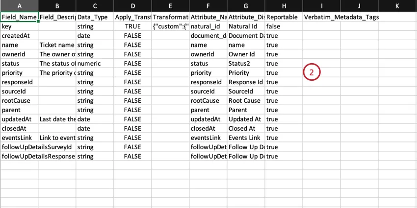 modifica di un file di mappatura dei dati