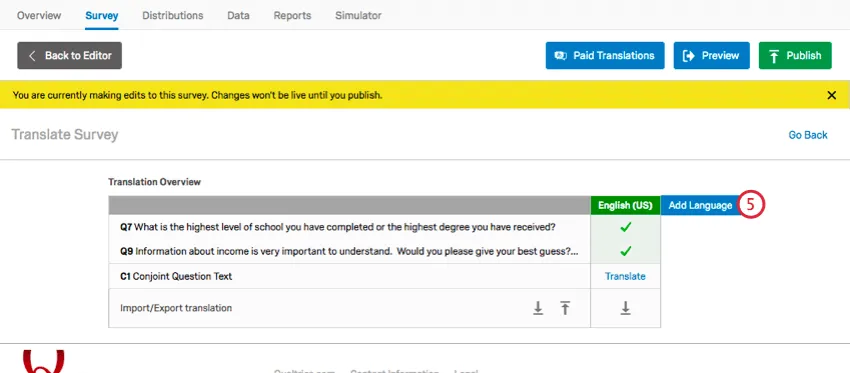 haciendo clic en agregar idioma
