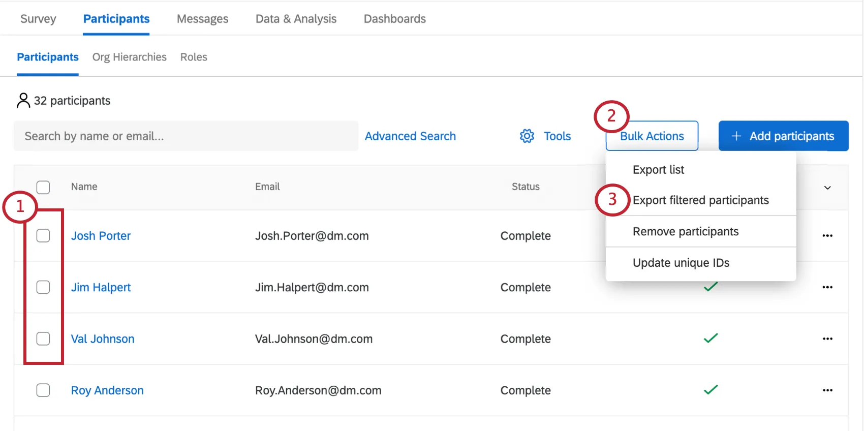Image of bulk actions button