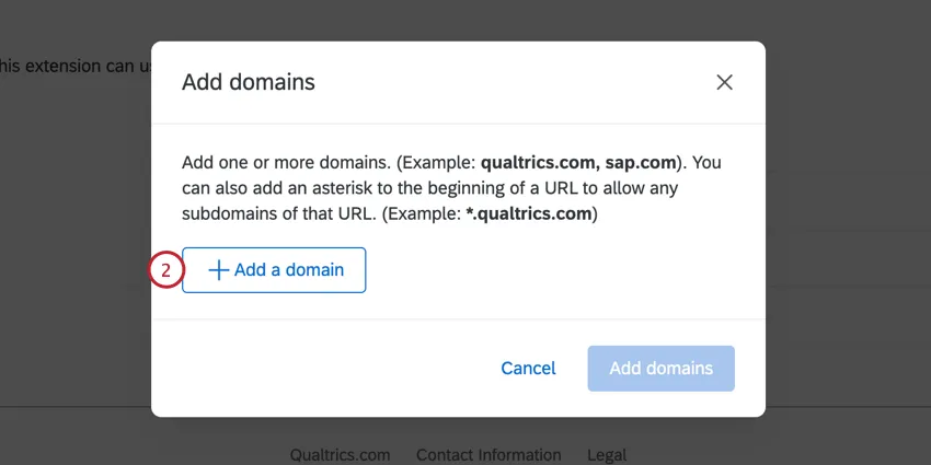 clicking add a domain