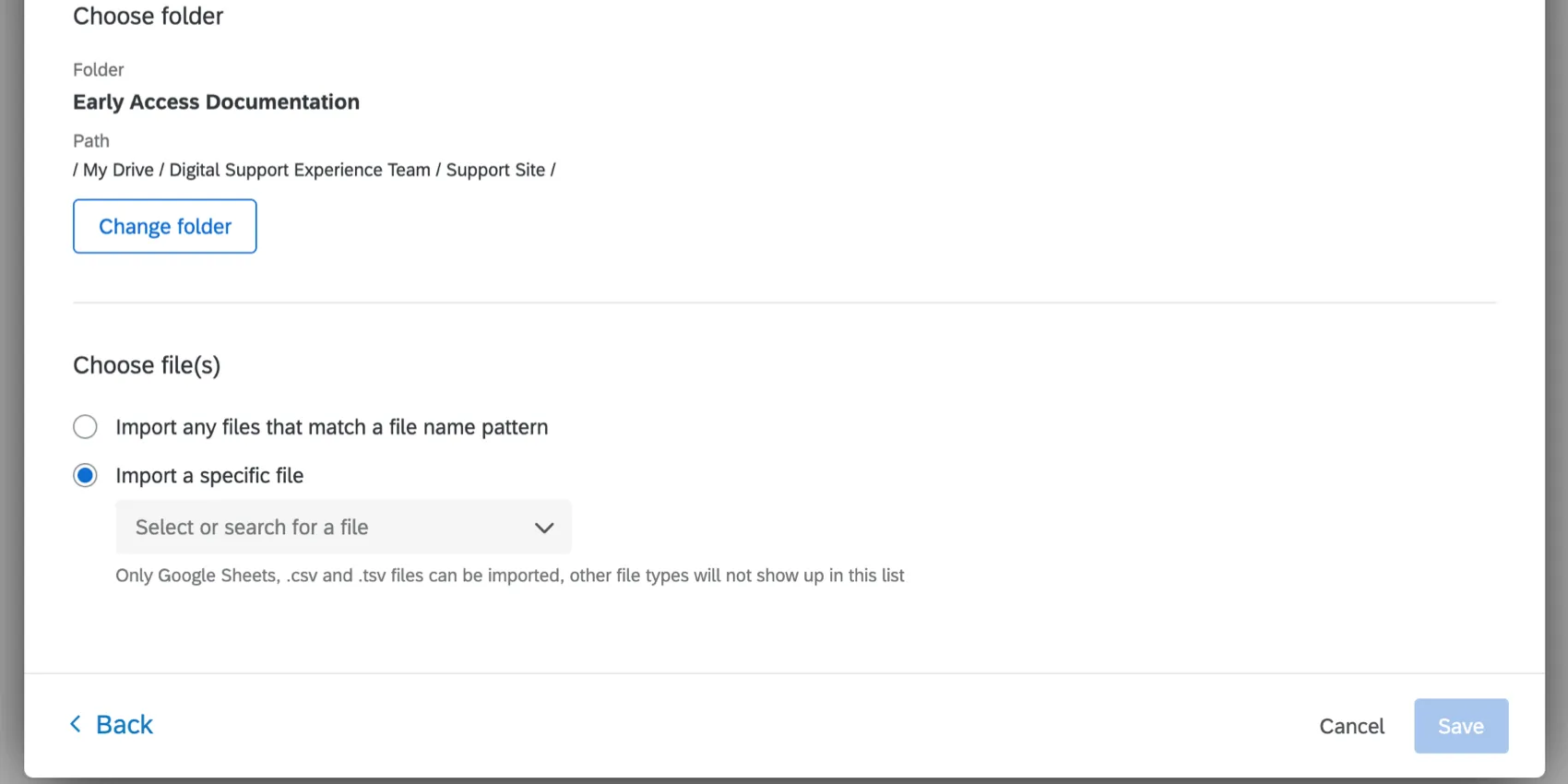 choosing a specific file from the dropdown
