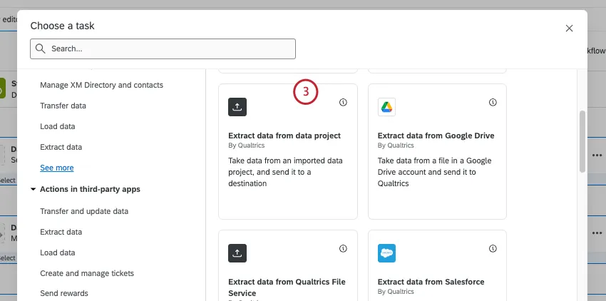 choosing the extract data from data project task