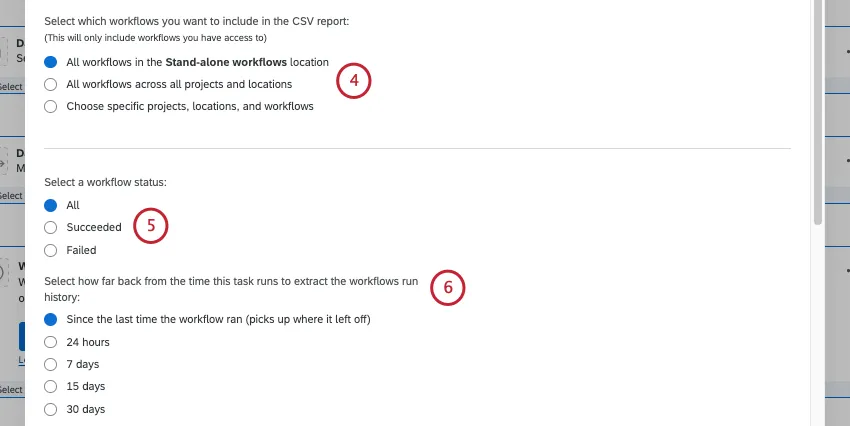 Auswahl der Workflows, die in den Export einbezogen werden sollen