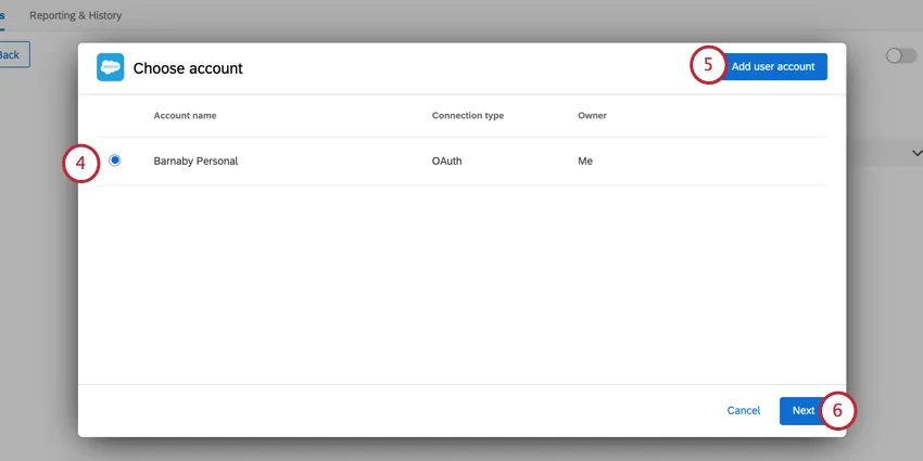 choosing credentials to use