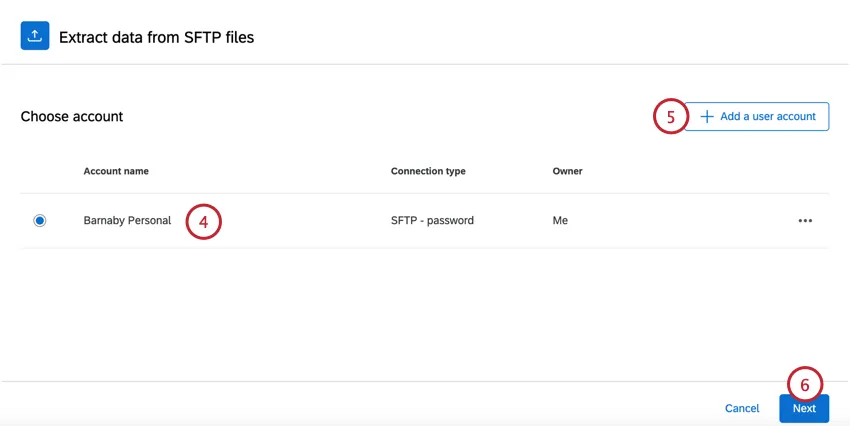 choosing an account or adding a new one