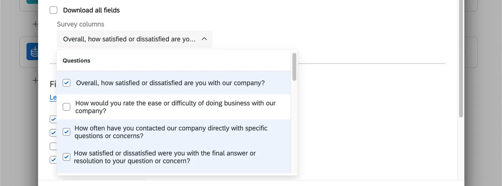 Image dune liste déroulante dont certains champs sont sélectionnés et dautres non