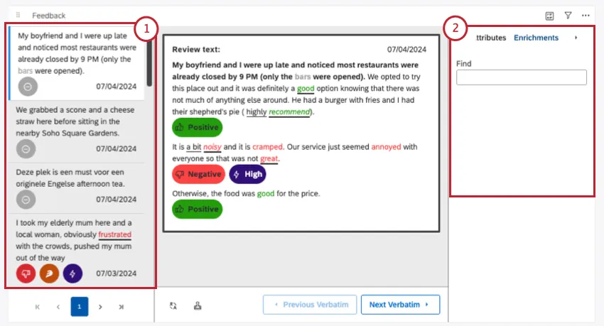 Highlighting results pane to left and context pane to the right